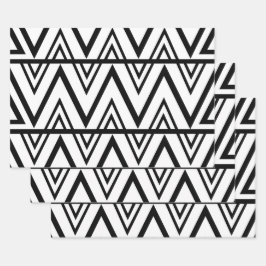 Zwart-wit Chevron Pattern Inpakpapier Vel