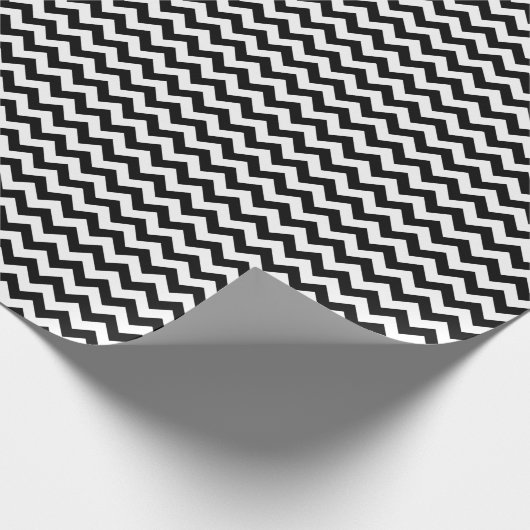 Zwart-wit Chevron Pattern Modern Trendy Cadeaupapier (Hoek)