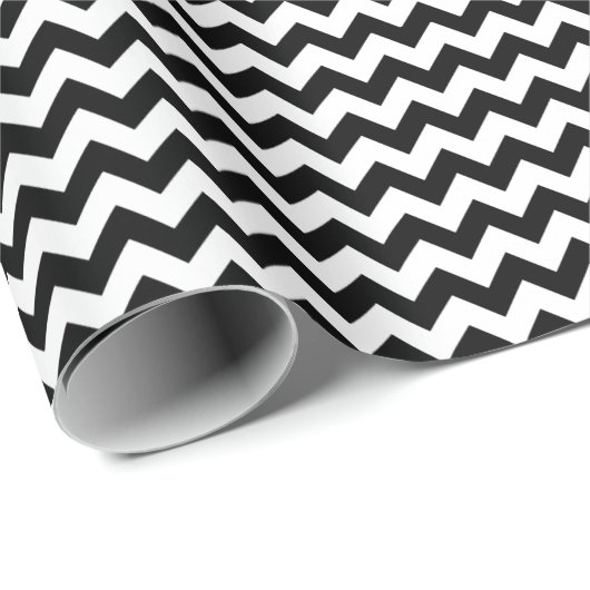 Zwart-wit Chevron Pattern Modern Trendy Cadeaupapier (Rol Hoek)