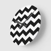 Zwart-wit Chevron Pattern Ronde Klok (Hoek)