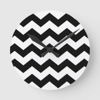 Zwart-wit Chevron Pattern Ronde Klok