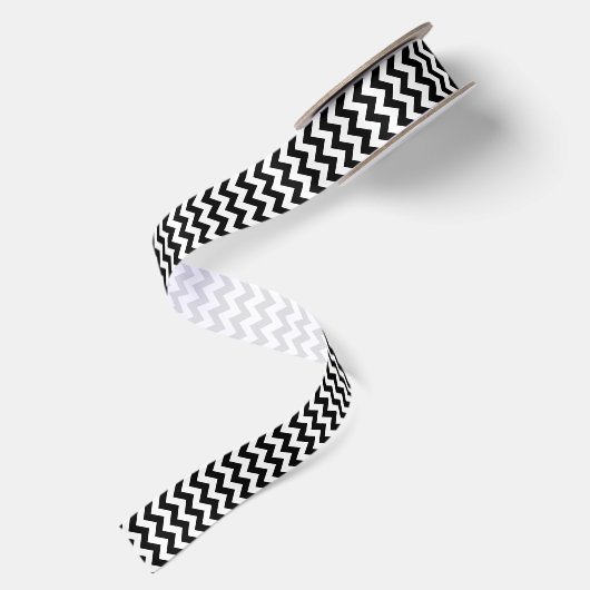 Zwart-wit Chevron Pattern Satijnen Lint (Achterkant)