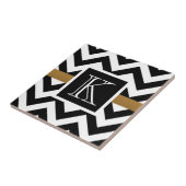 Zwart-wit Chevron Pattern Tegeltje (Zijkant)