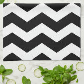 Zwart-wit Chevron Pattern Theedoek (Gevouwen)
