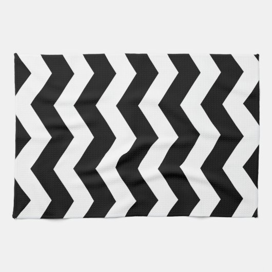 Zwart-wit Chevron Pattern Theedoek (Horizontaal)