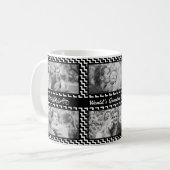 Zwart-wit Chevron Photo Collage Vaderdag Koffiemok (Voorkant links)