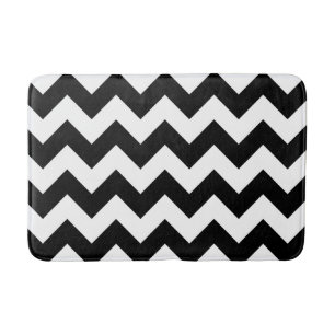 Zwart-wit Chevron Print Bath Mat