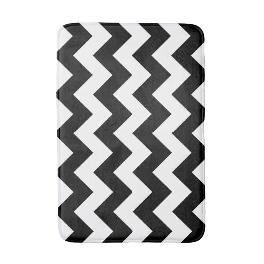 Zwart-wit Chevron Print Bath Mat (Voorkant Verticaal)