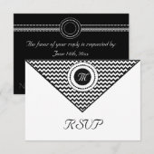 Zwart-wit Chevron RSVP Kaartje (Voorkant / Achterkant)