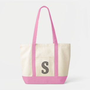 Zwart-wit Chevron "S" Monogram Canvas tas