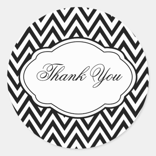 Zwart & Wit Chevron Sticker Label (Voorkant)