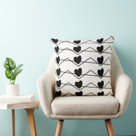 Zwart-wit Chevron Streep Harten Patroon Kussen