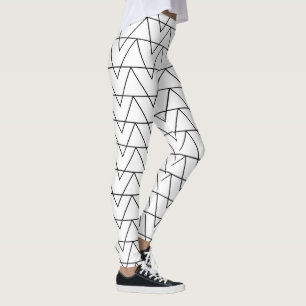 Zwart-wit chevron streep leggings