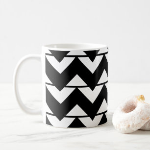 Zwart-wit chevron streep zigzagpatroon koffiemok