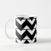 Zwart-wit chevron streep zigzagpatroon koffiemok (Links)