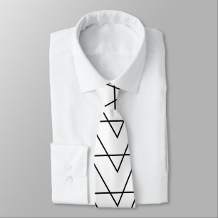 Zwart-wit chevron streeppatroon stropdas