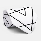 Zwart-wit chevron streeppatroon stropdas (Opgerold)