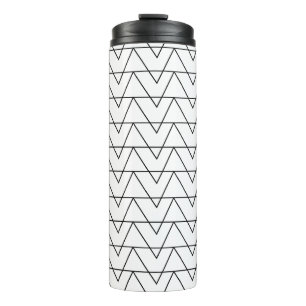 Zwart-wit chevron streeppatroon thermosbeker
