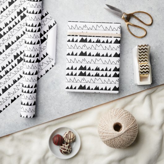 Zwart-wit chevron strepen cadeaupapier (Crafts)