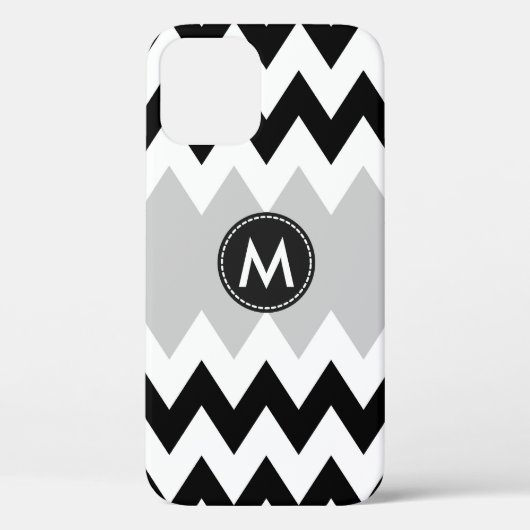 Zwart Wit Chevron Strepenpatroon Case-Mate iPhone Case (Achterkant)