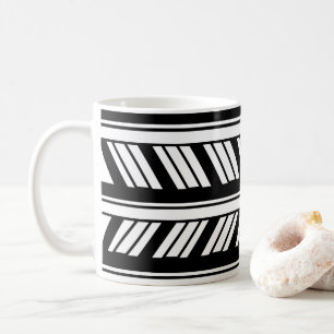 Zwart-wit chevron strepenpatroon koffiemok
