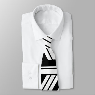 Zwart-wit chevron strepenpatroon stropdas