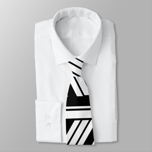 Zwart-wit chevron strepenpatroon stropdas (Gebonden)