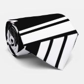 Zwart-wit chevron strepenpatroon stropdas (Opgerold)