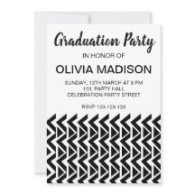 Zwart-wit Chevron Stripe Graduation Party
