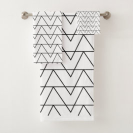 Zwart-wit Chevron Stripe Pattern Bad Handdoek