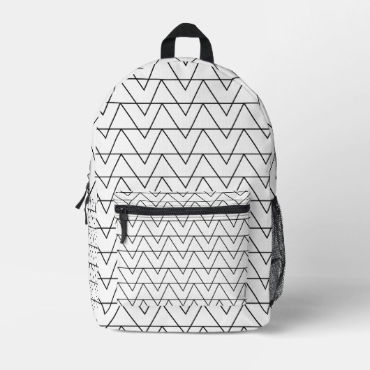 Zwart-wit Chevron Stripe Pattern Bedrukte Rugzak (Voorkant)