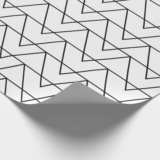 Zwart-wit Chevron Stripe Pattern Cadeaupapier (Hoek)
