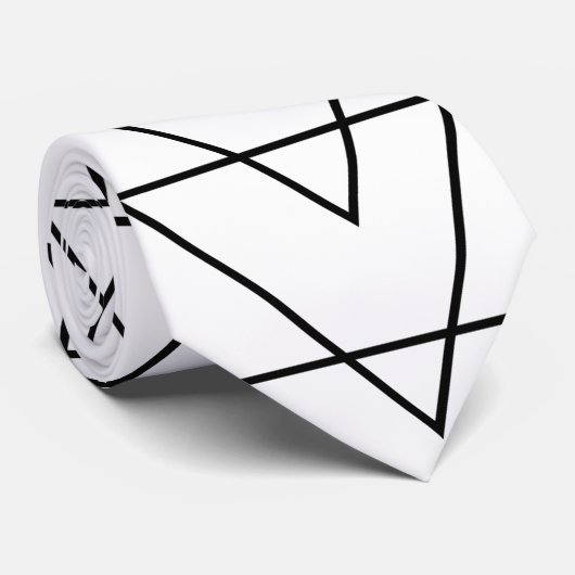 Zwart-wit Chevron Stripe Pattern Stropdas (Opgerold)