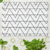 Zwart-wit Chevron Stripe Pattern Theedoek (Gevouwen)