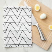Zwart-wit Chevron Stripe Pattern Theedoek (Quarter Fold)