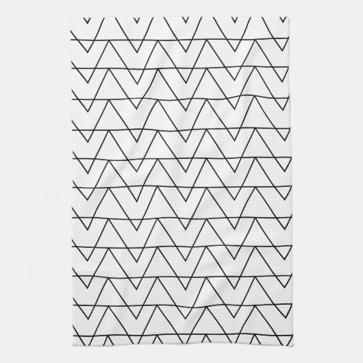 Zwart-wit Chevron Stripe Pattern Theedoek (Verticaal)