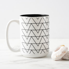 Zwart-wit Chevron Stripe Pattern Tweekleurige Koffiemok