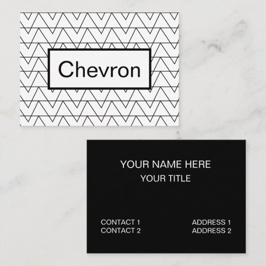 Zwart-wit Chevron Stripe Pattern Visitekaartje (Voorkant / Achterkant)
