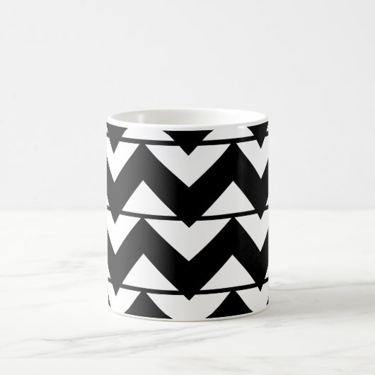 Zwart-wit Chevron Stripe Zigzag Pattern Koffiemok (Center)