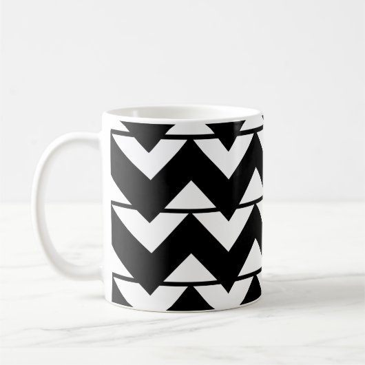 Zwart-wit Chevron Stripe Zigzag Pattern Koffiemok (Links)