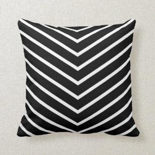 Zwart-wit Chevron Stripes Decoratief Kussen