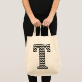 Zwart-wit Chevron "T" Canvas tas (Voorkant (product))