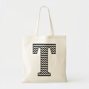 Zwart-wit Chevron "T" Canvas tas