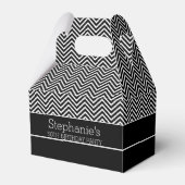 Zwart-wit Chevron Verjaardagsfeestje Bedankdoosjes (Voorkant Zijde)