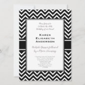Zwart-wit Chevron Verjaardagsfeestje Kaart (Voorkant)