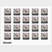 Zwart-wit chevron vierkante sticker (Vel)