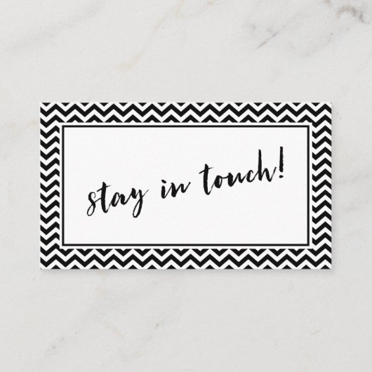 Zwart-wit Chevron "We hebben verplaatst" Plaats Ka Informatiekaartje (Achterkant)