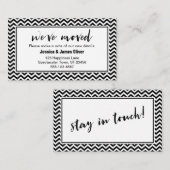 Zwart-wit Chevron "We hebben verplaatst" Plaats Ka Informatiekaartje (Voorkant / Achterkant)