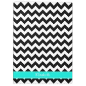 Zwart wit Chevron Zig Zag Brt Aqua Name Monogram Klembord (Achterkant)