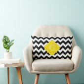 Zwart Wit Chevron Zig-Zag Geel Monogram Kussen (Stoel)